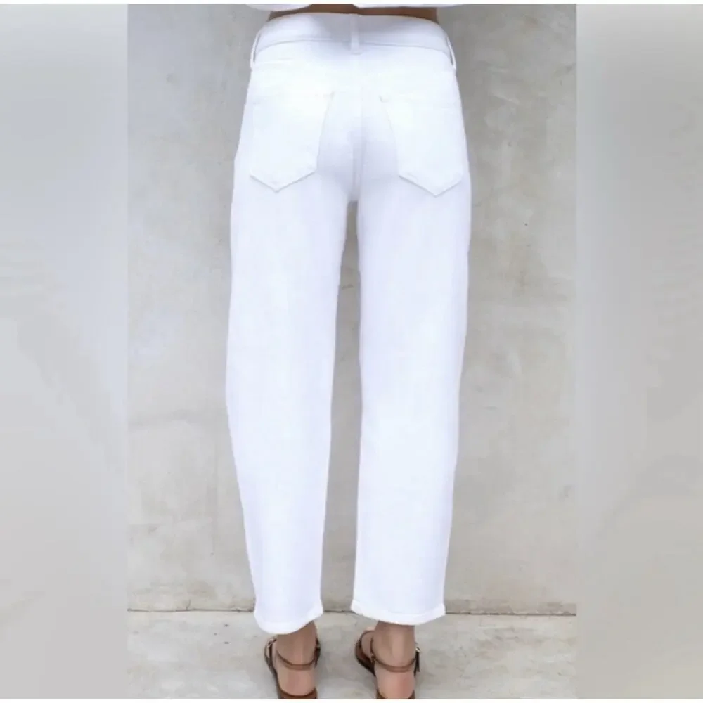 NWOT AYR Womens‎ The Beat Jeans 23 Barrel Leg Pockets Crop Tapered White - Picture 3 of 12